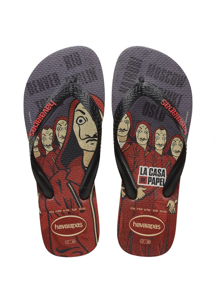 Prepara o pé e a pipoca: Havaianas e Netflix apresentam duas linhas de sandálias inspiradas nas séries mais aguardadas do ano 3 La Casa de Papel