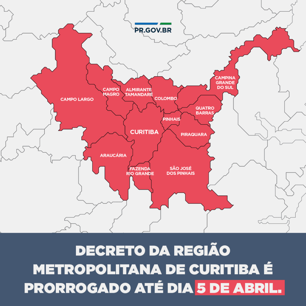 Decreto da Região Metropolitana de Curitiba é prorrogado até dia 5 de abril 1 decreto pr