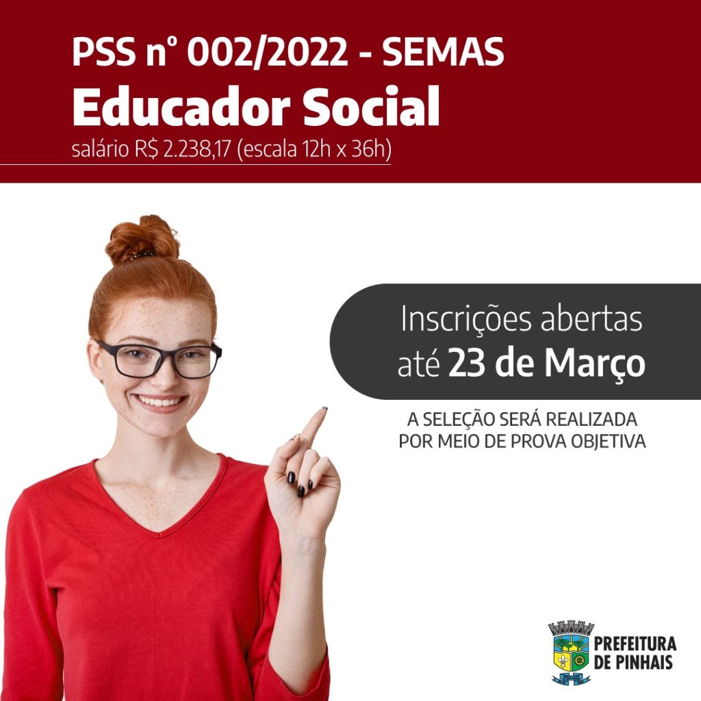 Prefeitura de Pinhais abre inscrições de PSS para contratação de Educadores Sociais 1 arte pss