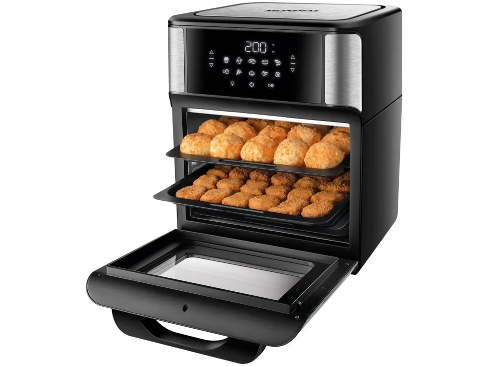 Fritadeira Eletrica sem Oleo Air Fryer Mondial Forno Oven AFON 12L BI Preta 12L 980x735 1